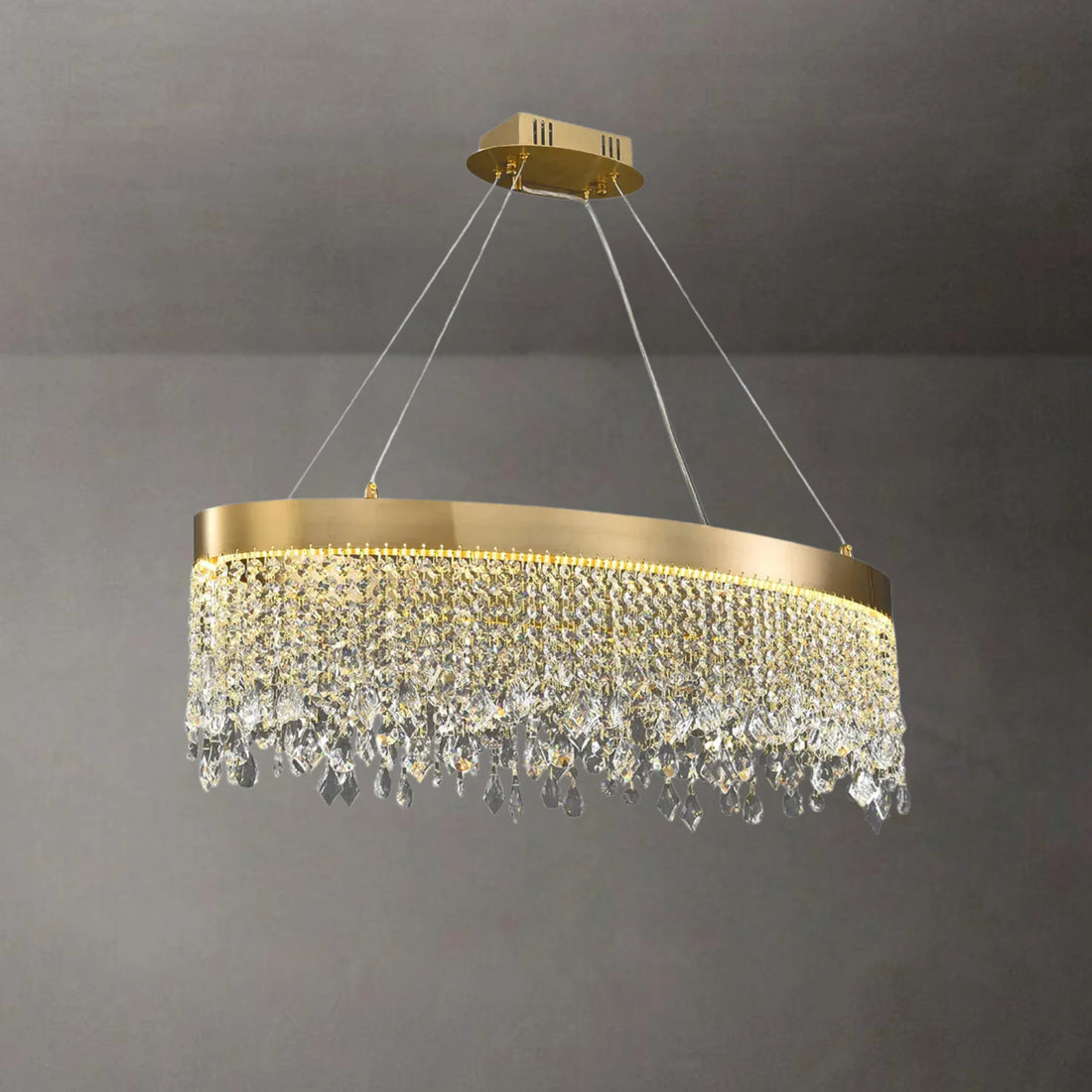 ELEGANT CRYSTAL OVAL CHANDELIER