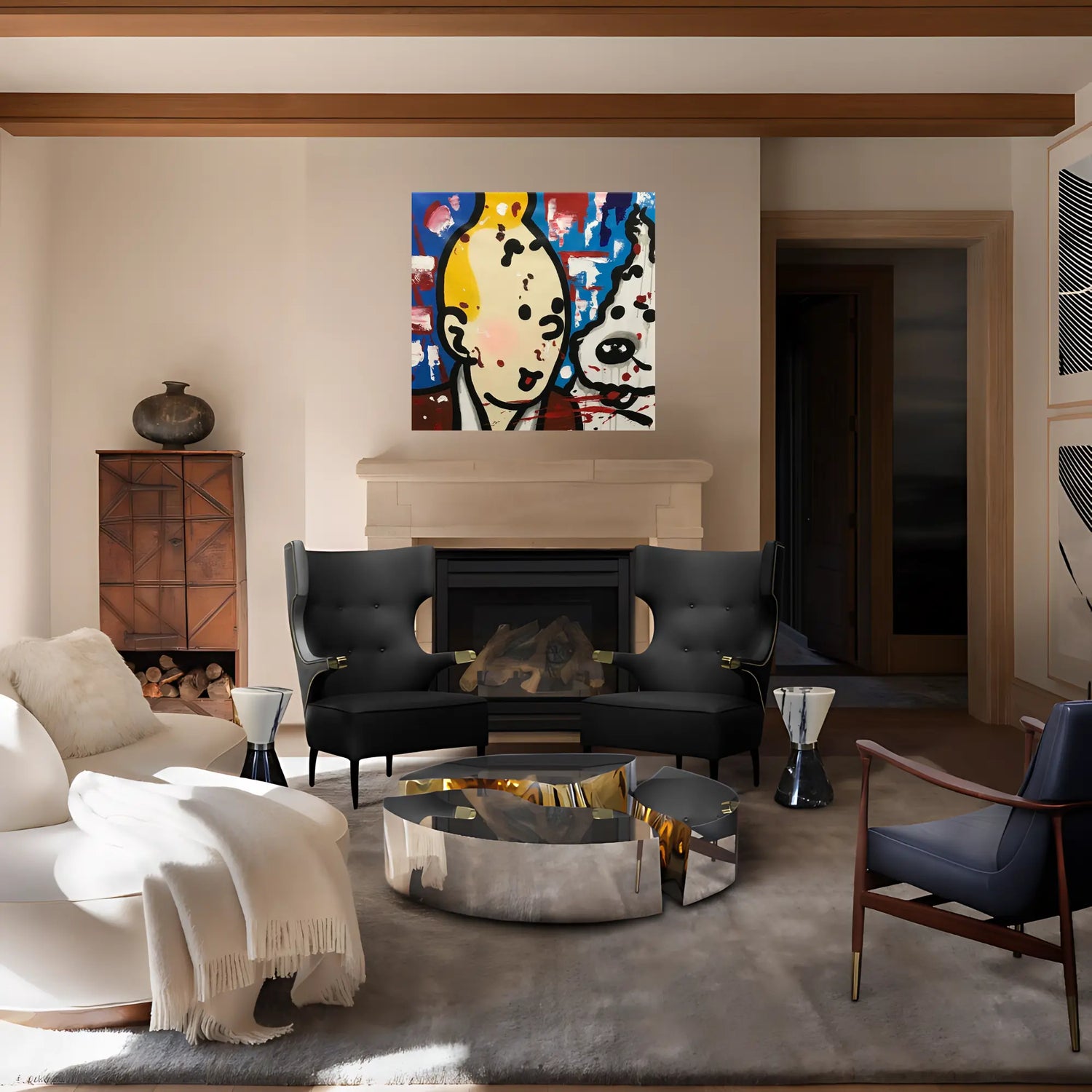 ABSTRACT COMPANIONS OIL PAINTING