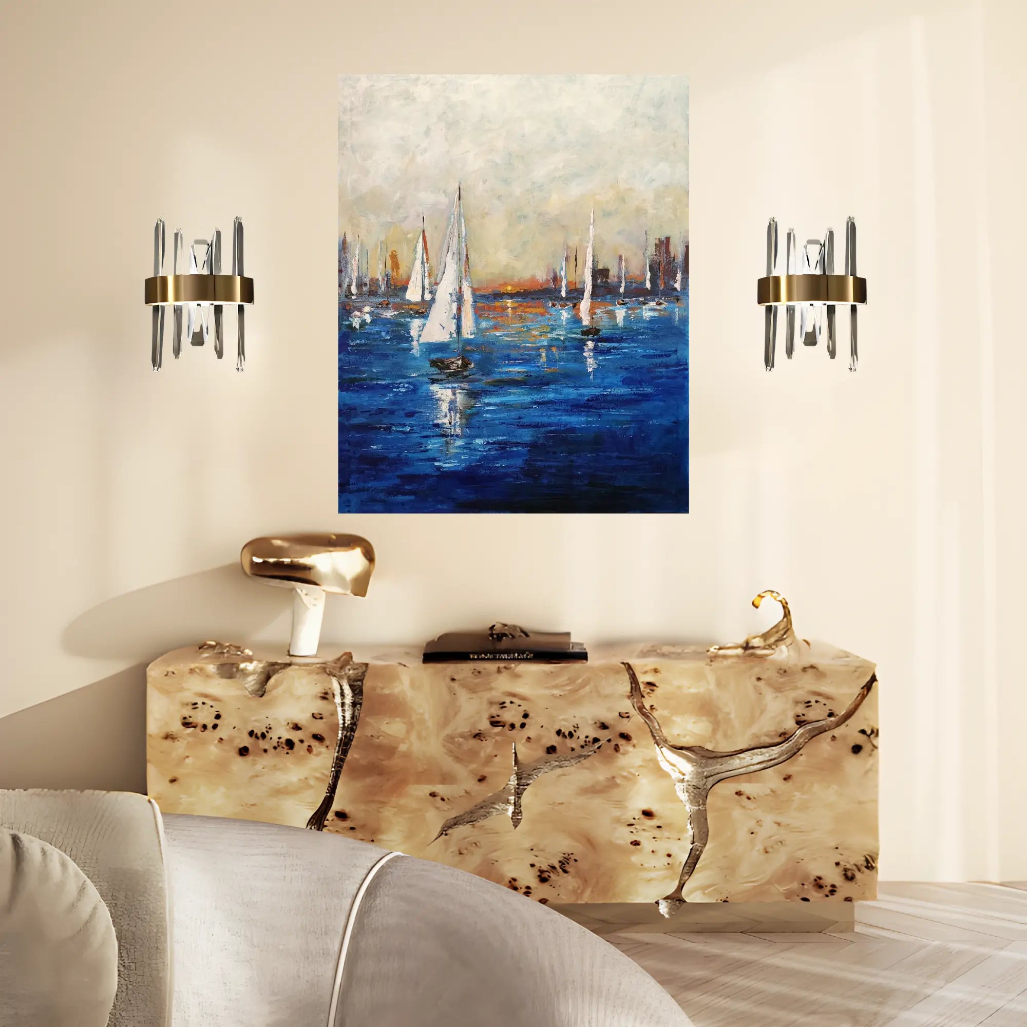 Twilight Sailscapes Oil Painting