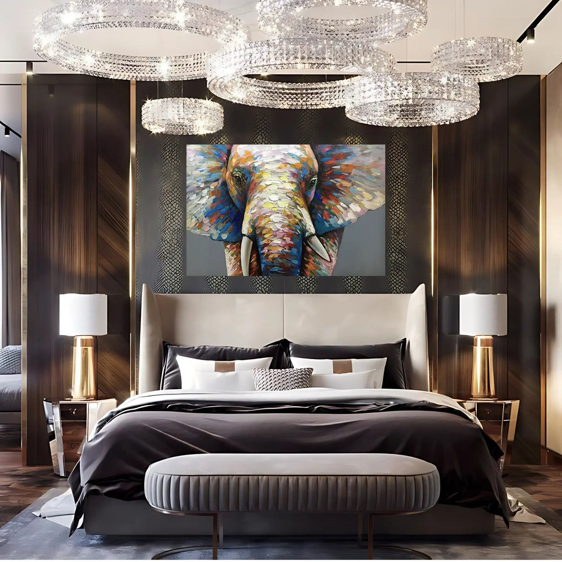 Prismatic Pachyderm Oil Painting