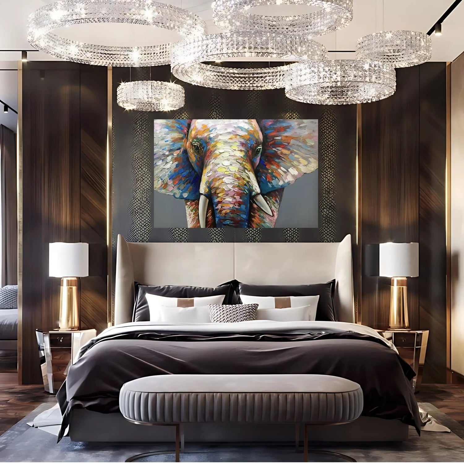 Prismatic Pachyderm Oil Painting