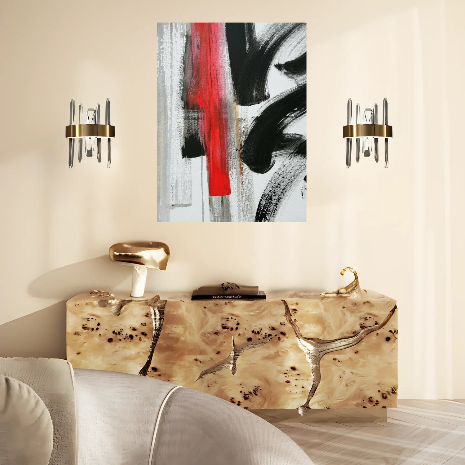 Crimson Stroke Oil Painting