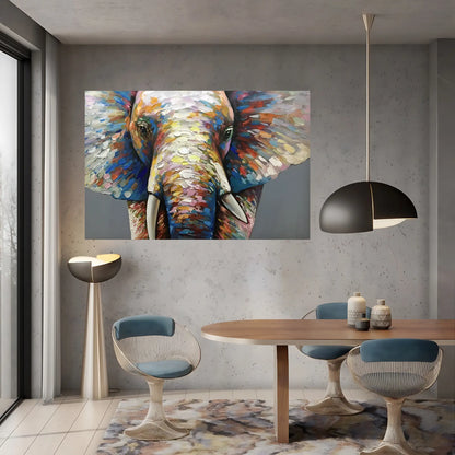 Prismatic Pachyderm Oil Painting