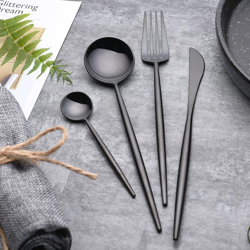 Modern Flatware Sets | Flatware Set for Four | Year & Day Matte Black